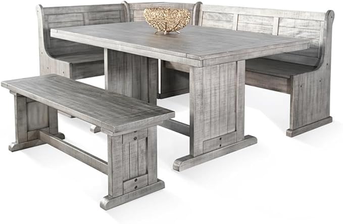 Pemberly Row 4-Pieces Dining Set Wood, Rectangular in Alpine Gray by PEMBERLYROW