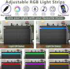 Gyfimoie 8 Drawer Dresser with Power Outlet, Modern Dresser with LED Light - Image 4