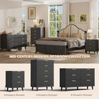 3 Drawers Nightstands Set of 2 w/Charging Station, Modern Fluted Dresser - Image 5