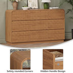 Wodeer Dresser Fluted 6 Drawers Dresser for Bedroom, 47" Wide Wood Chest of Drawers with Hidden Handles & Rounded Corners (Walnut, 9 Drawers, Fluted Panel & Rounded Corners) - Image 5