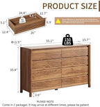 CHUWELL 55" Wide Walnut 8 Drawer Dresser for Bedroom with Solid Wood Legs - Image 2