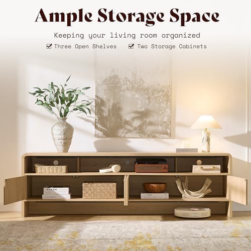 AMERLIFE 70" Modern Curved TV Stand with Storage for TVs Up to 80" - Image 2