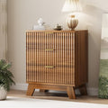 Xixini Fluted Dresser for Bedroom with 3 Drawers, 24" Wide Modern Chest of Drawers with Metal Handle, Wooden Dresser TV Stand, Wood Closet Clothes Storage Organizer for Living Room, Hallway, Walnut by Xixini