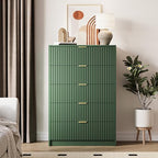 MAISONARIA 5 Drawer Dresser for Bedroom, Tall Dresser Chest of Drawers with Gold Handles, 32 Inch Wide Nightstand with for Bedroom, Living Rooms, Offices, and Entryways, Green - Image 6