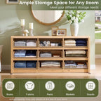 Modern 9 Drawers Dresser for Bedroom, 63” Wide Large Dressers & Chest of Drawers, Front Rounded Corner Handleless Design, Storage Dressers Organizer for Hallway, Living Room, Natural Color - Image 5