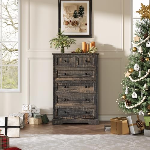 Farmhouse 6 Drawers Dresser Chests for Bedroom,Tall Chest of Drawers - Image 3