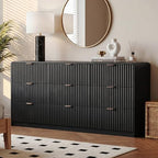 HOUROM Black Fluted Dresser for Bedroom,9 Drawer Chest,59in Wood Cabinet - Image 6