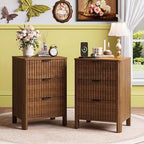 Wodeer 3 Drawer Dresser for Bedroom, 20" Wide Wood Storage Cabinet with Fluted Design, Modern Chest of Drawers for Living Room, Nursery Clothing Organizer with Metal Slides, Anti-Tipping - Image 3