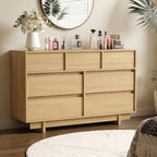 7 Drawer Oak Dresser for Bedroom, 51.5" Wide Mid Century Modern Dresser - Image 6