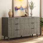Wood Tall 6 Drawers Dresser, 53.2" W Fluted Modern Dressers for Bedroom - Image 7