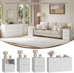7 Drawer Dresser & 3-Drawer Nightstand Set 3-Piece, White丨Bedroom Dressers and Night Stand Set of 2, Fluted Modern Wood Chest of Drawers Storage Dressers Set for Bedroom - Image 3