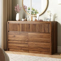 LYNSOM Walnut Fluted 7 Drawer Dresser for Bedroom, Curved Edge, 50" Wide by LYNSOM
