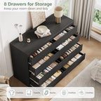 Modern 8 Drawer Dresser, Simply Chest of Drawers for Bedroom, Wood Storage Dresser with Deep Drawers for Living Room/Hallway/Entryway (Black) - Image 4