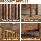 CHUWELL 6 Drawer Dresser 55" Fluted Walnut for Bedroom with Solid Wood Legs - Image 5