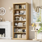 Rresyet Bookcase and Bookshelves, 28" W Tall Bookshelf, Natural Oak by ReinventingtheGoodinLife