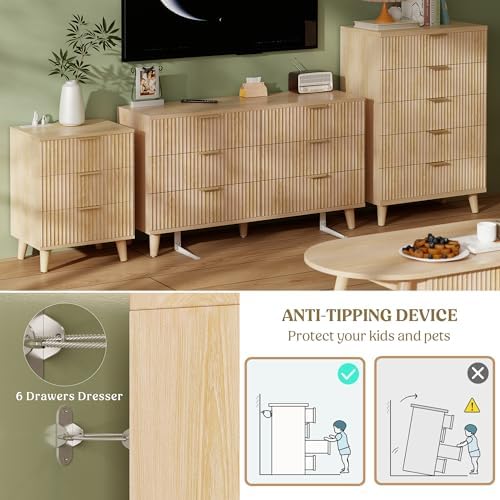 Modern Dressers and Nightstands Set 4-Piece, 2 Nightstands + 5 + 6-Drawers - Image 5