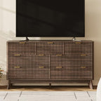 54" Wide Fluted 7 Drawers Dresser for Bedroom,Curved Edge,Walnut - Image 6