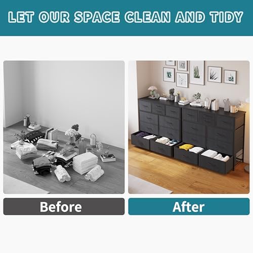LUMTOK 10 Drawers Dresser with Fabric Bins for Bedroom,Closets，Dark Gray - Image 7