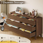 BORNOON Fluted 7 Drawer Dresser, 47.2" Wide Modern Boho Chest of Drawers, Wooden Storage Dresser TV Stand for Bedroom, Living Room, Closet, Hallway, Curved Profile Design - Image 5