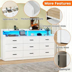 Bigbiglife 9 Drawer Dresser with Built in Power Outlet and LED Light, Modern Chest of Drawers for Bedroom, Triple Wide Drawer Organizer Cabinet for Living Room, Entryway, Hallway, Antique White - Image 5