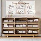 HOUROM Oak Dresser for Bedroom, 59in Modern 9 Drawer Chest of Drawers - Image 6