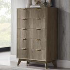 T4TREAM 48" Tall Fluted 5 Drawer Dresser for Bedroom, Grey Alder by T4TREAMFurniture