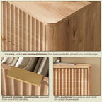 47" Wide Fluted 6 Drawers Dresser for Bedroom,Curved Edge,Oak - Image 4