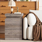 Fluted LED Night Stand with Charging Station, Wood Grey - Image 7