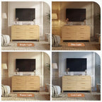 Curved 6-Drawer Dresser for Bedroom, 54" Wide Modern Chest of Drawers, Vanity Desk TV Stand for Living Room, Closet Storage Drawers Organizer Furniture, Nursery, Hallway, Natural Oak - Image 4