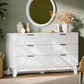 Xixini Fluted Dresser with 6 Drawers, 54" Wide Modern Chest of Drawers with Metal Handle, Wooden Dresser TV Stand, Wood Closet Clothes Storage Organizer for Bedroom, Living Room, Hallway, Solid White by Xixini