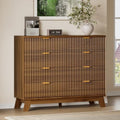 BORNOON Fluted 8 Drawer Tall Dresser, 47.2" Wide Modern Boho Chest of Drawers, Wooden Storage Dresser TV Stand for Bedroom, Living Room, Closet, Hallway, Curved Profile Design by BORNOON