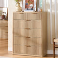 LEYAOYAO Farmhouse Fluted 6 Drawers Dresser for Bedroom, 42" Tall Modern Chest of Drawers with Curved Profile Design & Metal Handle,Natural Wood Drawer Organizer for Bedroom by LEYAOYAO-Findtheshiningpointofyourideallife%EF%BC%81