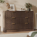 Decofy 47" W Fluted 6-Drawer Dresser for Bedroom, Walnut by Decofy