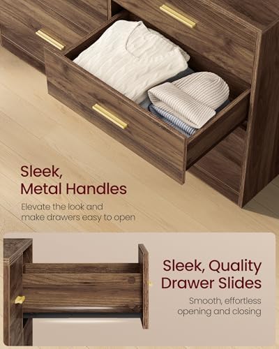 VASAGLE 6-Drawer Dresser, Chest of Drawers, 46.9 x 15.8 x 30.7 Inches - Image 5