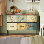 WLIVE Dresser for Bedroom with 6 Fabric Drawers, Floral Painted - Image 2