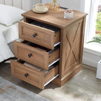 Farmhouse 3 Drawers Dresser, Natural Oak Dresser with Charging Station - Image 6