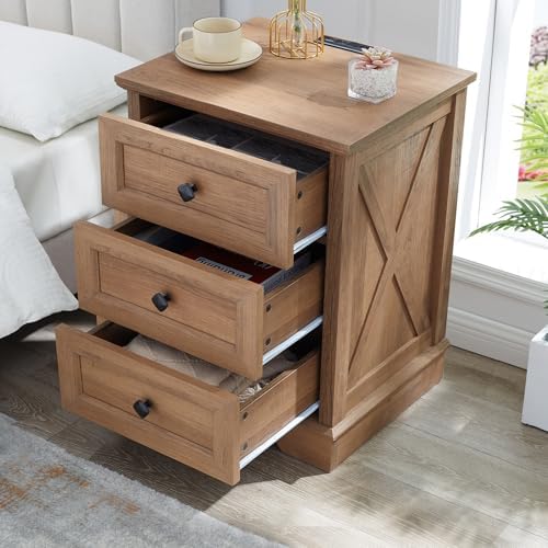 Farmhouse 3 Drawers Dresser, Natural Oak Dresser with Charging Station - Image 6