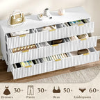 HUANLEGO Fluted Dresser for Bedroom with 9 Drawers, White - Image 5