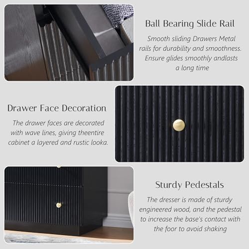 Fluted 7 Drawers Dresser for Bedroom, 48" Tall Modern Dressers & Chest of Drawers with Metal Handle, Wood Closet Clothes Storage Organizer,Storage Dressers Organizer for Hally/Living Room, Natural - Image 4