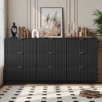 HOUROM Black Fluted Dresser for Bedroom,9 Drawer Chest,59in Wood Cabinet - Image 5