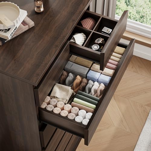 Brown Tall 7 Drawer Dresser for Bedroom, Modern Wood Closet Dressers & Chests of Drawers with Jewelry Storage, 23.6" L*15.8" W*47.5" H in Large Vertical Dresser for Bedroom, Living Room, Nursery - Image 3