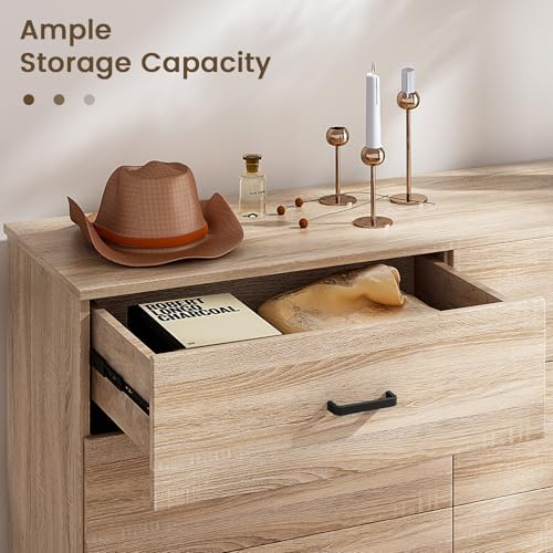 Bigbiglife Dresser for Bedroom, 6 Drawer Double Dresser, Modern Chest of Drawers with Deep Drawers, TV Stand Large Storage Organizer for Living Room, Closet (Light Oak) - Image 4