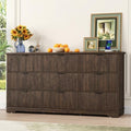 Squireewo Fluted 9 Drawers Dresser for Bedroom, 63" Wide Modern Chest of Drawers with Power Outlet and Deep Drawers, Large Dresser TV Stand for Living Room, Hallway, Kids Room, Brown by Squireewo