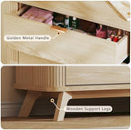 HUAHUU Fluted 6 Drawers Dresser for Bedroom, 55" Mid Century Modern Dresser & Chests of Drawers, Curved Profile Design, TV Stand, Wood Storage Organizer for Living Room, Entryway, Hallway, Oak - Image 5