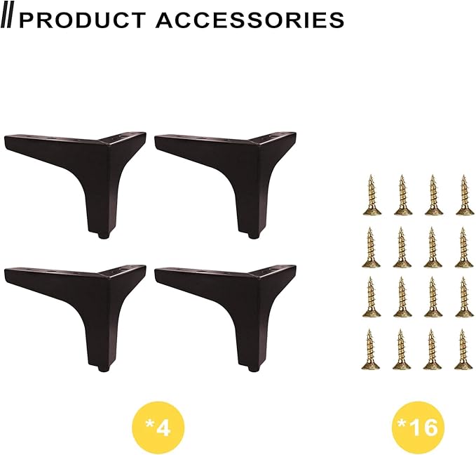 AODIOU Furniture Legs Brown Metal feet: Cabinet Legs 4 Inch Vintage Sofa - Image 4