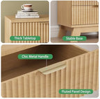 Xixini Fluted Nightstand with 3 Drawers, 24" Wide Side Table, Natural Oak - Image 4