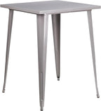 Flash Furniture Nolan Commercial Grade 31.5" Square Silver Metal Indoor-Outdoor by FlashFurniture