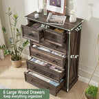 Farmhouse 6 Drawers Dresser Chests for Bedroom,Tall Chest of Drawers - Image 2