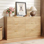 47.2" Wide Fluted 6 Drawer Dresser for Bedroom, Natural by NDOHCUO