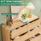 Standifurno 47’’ Wide Dresser for Bedroom, Double Dresser with 6 Drawers, Storage Drawer of handleless, Chest of Drawers for Closet & Living Room (Natural) - Image 5